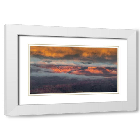 USA-Arizona-Grand Canyon-Foggy sunrise on canyon White Modern Wood Framed Art Print with Double Matting by Jaynes Gallery