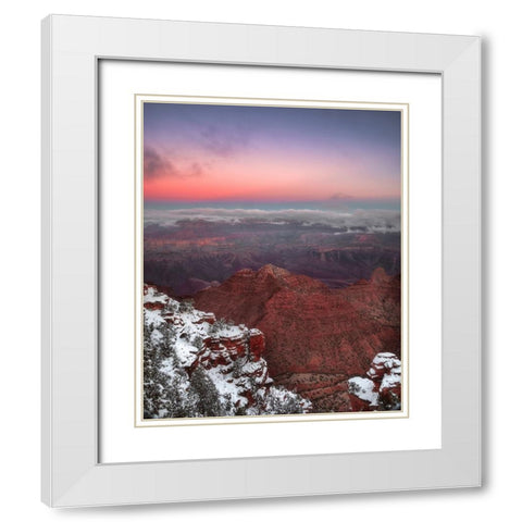 USA-Arizona-Grand Canyon-Winter sunrise on canyon White Modern Wood Framed Art Print with Double Matting by Jaynes Gallery