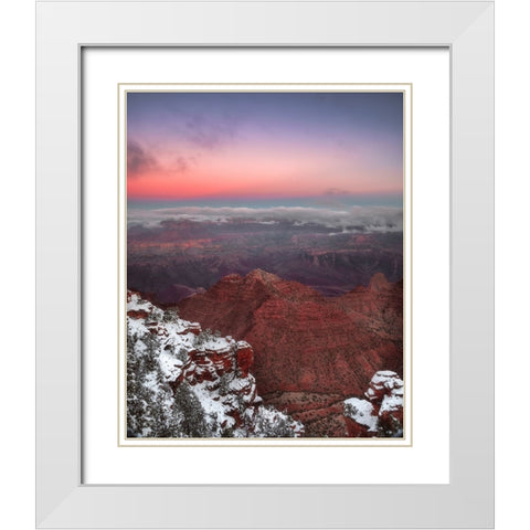 USA-Arizona-Grand Canyon-Winter sunrise on canyon White Modern Wood Framed Art Print with Double Matting by Jaynes Gallery