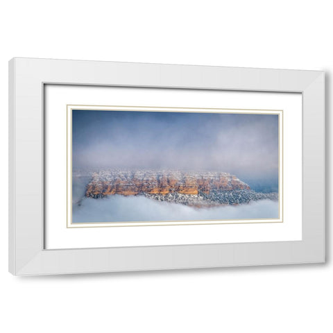 USA-Arizona-Grand Canyon-Panoramic of foggy sky over canyon at sunset White Modern Wood Framed Art Print with Double Matting by Jaynes Gallery