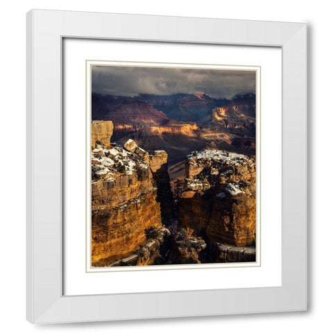 USA-Arizona-Grand Canyon-Winter sunset on canyon landscape White Modern Wood Framed Art Print with Double Matting by Jaynes Gallery