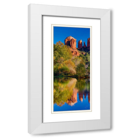 USA- Arizona- Red Rock State Park with Oak Creek and Cathedral Rock White Modern Wood Framed Art Print with Double Matting by Gulin, Darrell