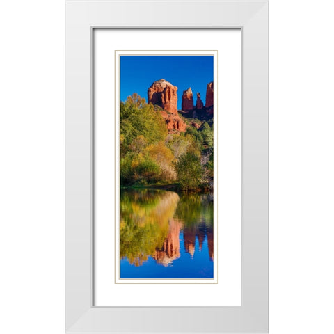 USA- Arizona- Red Rock State Park with Oak Creek and Cathedral Rock White Modern Wood Framed Art Print with Double Matting by Gulin, Darrell