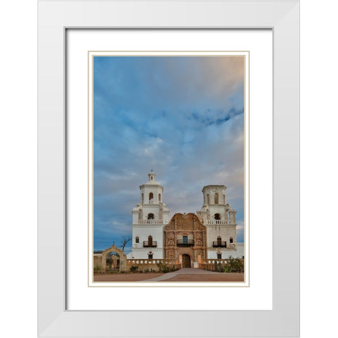 USA- Arizona- Tucson. Mission San Xavier del Bac White Modern Wood Framed Art Print with Double Matting by Gulin, Darrell