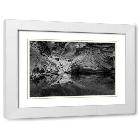 Abstract black and white reflection in North Canyon-Grand Canyon National Park-Arizona-USA White Modern Wood Framed Art Print with Double Matting by Garber, Howie