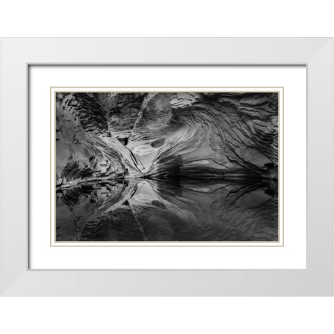 Abstract black and white reflection in North Canyon-Grand Canyon National Park-Arizona-USA White Modern Wood Framed Art Print with Double Matting by Garber, Howie