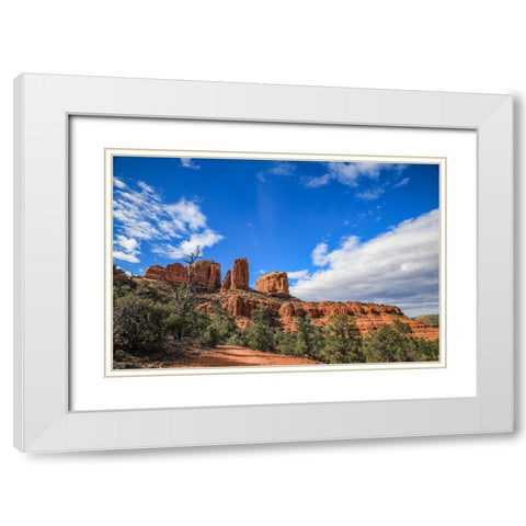 Sedona- Arizona. Cathedral Rock trailhead White Modern Wood Framed Art Print with Double Matting by Sienda, Jolly
