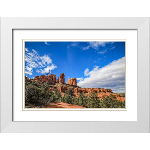 Sedona- Arizona. Cathedral Rock trailhead White Modern Wood Framed Art Print with Double Matting by Sienda, Jolly
