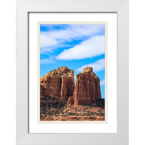 Sedona- Arizona- USA. Cathedral Rock- red rock formations White Modern Wood Framed Art Print with Double Matting by Sienda, Jolly