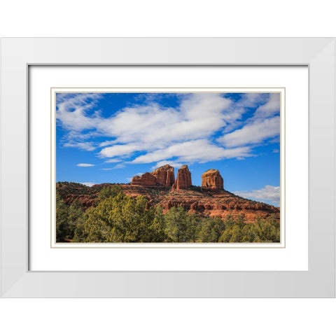 Sedona- Arizona- USA. Cathedral Rock- red rock formations White Modern Wood Framed Art Print with Double Matting by Sienda, Jolly