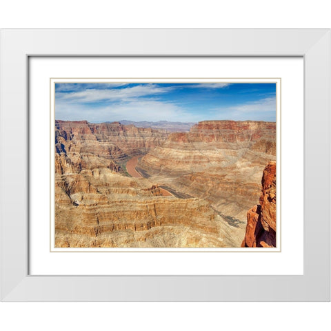 Arizona Grand Canyon West-view with the Colorado River White Modern Wood Framed Art Print with Double Matting by Wild, Jamie and Judy