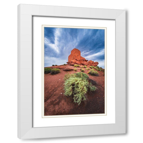 Evening light on Wukoki Ruin-Wupatki National Monument-Arizona White Modern Wood Framed Art Print with Double Matting by Bishop, Russ