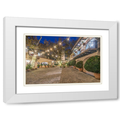 Arizona-Sedona Tlaquepaque at dawn-high end shopping center with art galleries and boutique stores White Modern Wood Framed Art Print with Double Matting by Tilley, Rob