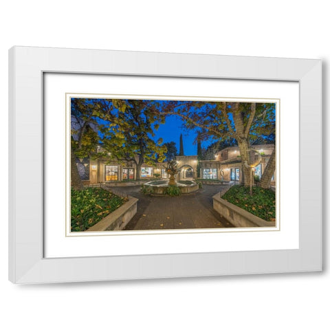 Arizona-Sedona Tlaquepaque at dawn-high end shopping center with art galleries and boutique stores White Modern Wood Framed Art Print with Double Matting by Tilley, Rob