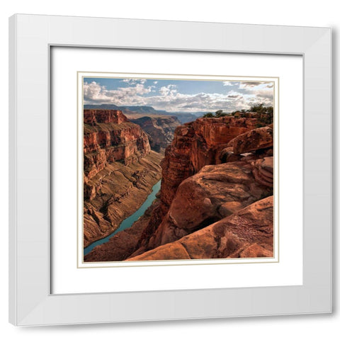 Colorado River meanders through the chasm it carved-at Toroweap-grand canyon-Arizona White Modern Wood Framed Art Print with Double Matting by SMO