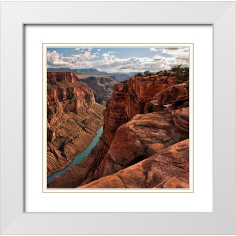 Colorado River meanders through the chasm it carved-at Toroweap-grand canyon-Arizona White Modern Wood Framed Art Print with Double Matting by SMO