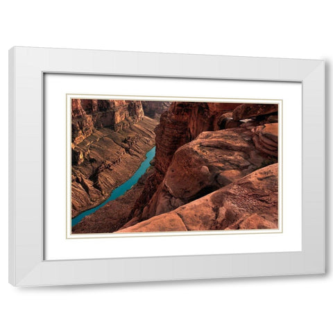 Colorado River meanders through the Grand Canyon below Toroweap Overlook White Modern Wood Framed Art Print with Double Matting by SMO
