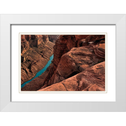 Colorado River meanders through the Grand Canyon below Toroweap Overlook White Modern Wood Framed Art Print with Double Matting by SMO
