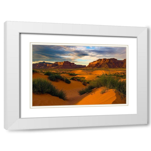Lukachukai desert sand dunes in northern Arizona White Modern Wood Framed Art Print with Double Matting by SMO