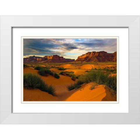 Lukachukai desert sand dunes in northern Arizona White Modern Wood Framed Art Print with Double Matting by SMO