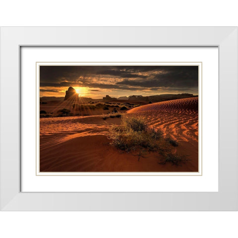 Lukashenka desert sand dunes in northern Arizona White Modern Wood Framed Art Print with Double Matting by SMO