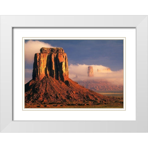 Clouds dance in the buttes in Monument Valley-on the Arizona-Utah border White Modern Wood Framed Art Print with Double Matting by SMO
