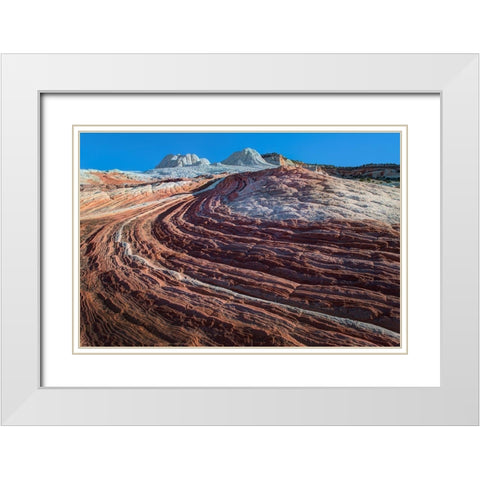 Swirls of colored sandstone in the white pockets area in northern Arizona White Modern Wood Framed Art Print with Double Matting by SMO