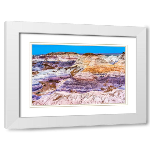 Blue Mesa Trail-Painted Desert-Petrified Forest National Park-Arizona White Modern Wood Framed Art Print with Double Matting by Perry, William