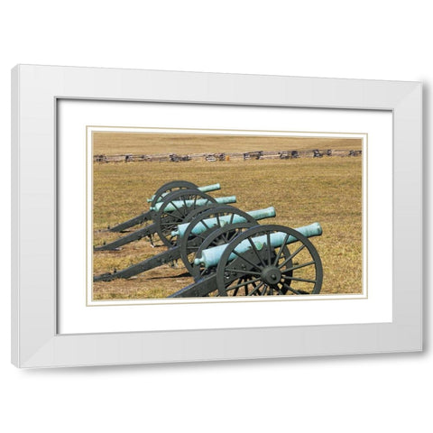 Arkansas Civil War cannons at Pea Ridge Park White Modern Wood Framed Art Print with Double Matting by Flaherty, Dennis