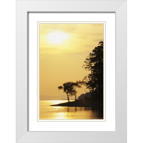 Arkansas Sunset on Lake Ouachita, Ouachita NF White Modern Wood Framed Art Print with Double Matting by Flaherty, Dennis