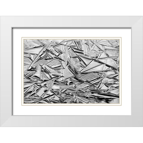 USA-California-Yosemite National Park Winter ice patterns on the Merced River White Modern Wood Framed Art Print with Double Matting by Collins, Ann