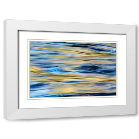 Sunset reflection on Merced River-Yosemite National Park-California White Modern Wood Framed Art Print with Double Matting by Jones, Adam