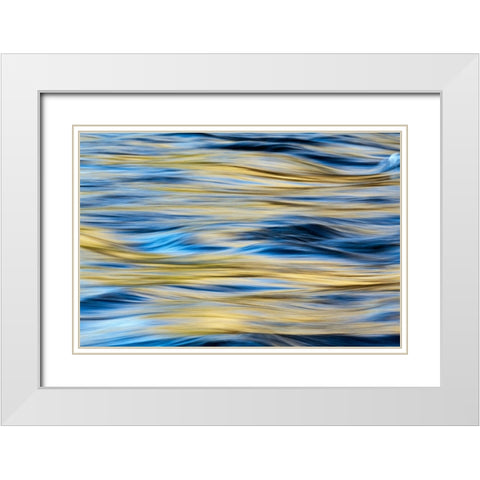 Sunset reflection on Merced River-Yosemite National Park-California White Modern Wood Framed Art Print with Double Matting by Jones, Adam