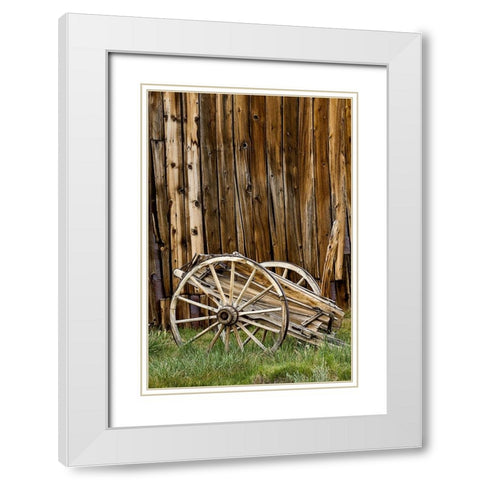 Abandoned wooden wagon-Bodie State Historic Park-California White Modern Wood Framed Art Print with Double Matting by Jones, Adam