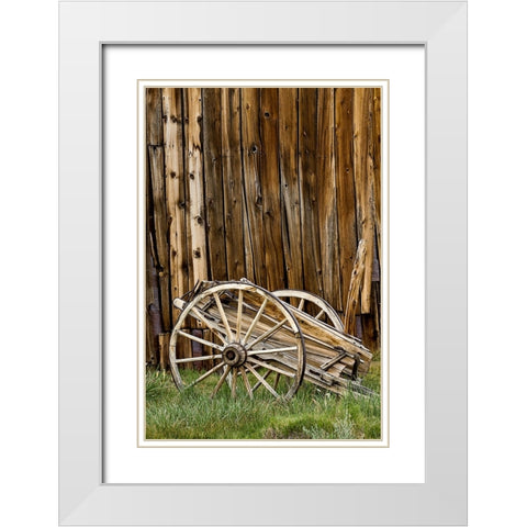 Abandoned wooden wagon-Bodie State Historic Park-California White Modern Wood Framed Art Print with Double Matting by Jones, Adam