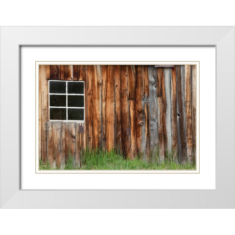 Abandoned wooden building-Bodie State Historic Park-California White Modern Wood Framed Art Print with Double Matting by Jones, Adam