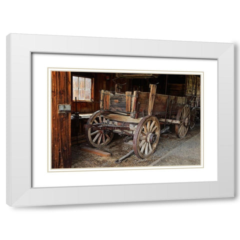 Abandoned ore wagon-Bodie State Historic Park-California White Modern Wood Framed Art Print with Double Matting by Jones, Adam