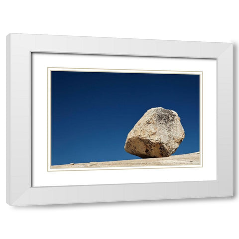 Large granite boulder on ridge-Olmsted Point-Yosemite National Park-California White Modern Wood Framed Art Print with Double Matting by Jones, Adam