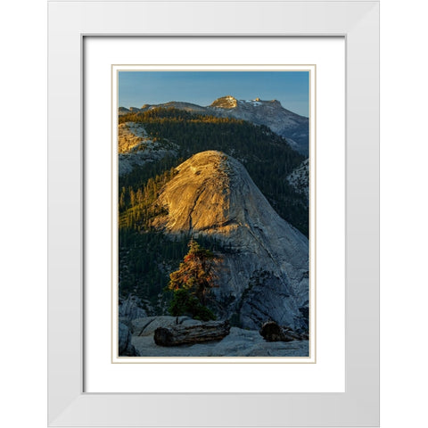 View of North Dome from Glacier Point at sunset-Yosemite National Park-California White Modern Wood Framed Art Print with Double Matting by Jones, Adam