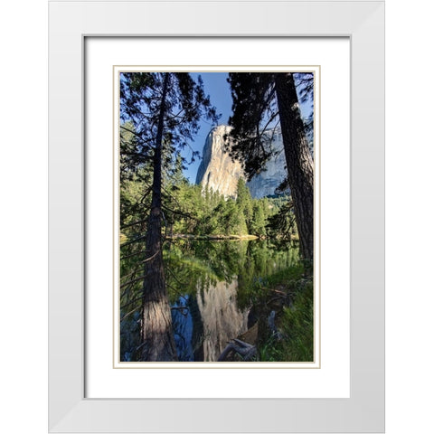 El Capitan reflected on Merced River-Yosemite National Park-California White Modern Wood Framed Art Print with Double Matting by Jones, Adam