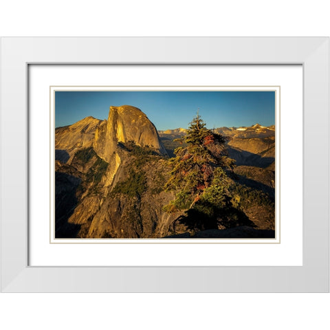 View of Half Dome from Glacier Point at sunset-Yosemite National Park-California White Modern Wood Framed Art Print with Double Matting by Jones, Adam