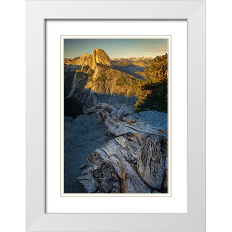 View of Half Dome from Glacier Point at sunset-Yosemite National Park-California White Modern Wood Framed Art Print with Double Matting by Jones, Adam