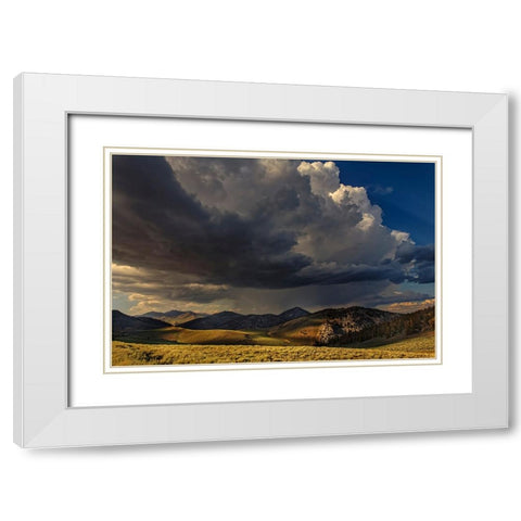 Storm clouds rolling in at sunset-White Mountains-Inyo National Forest-California White Modern Wood Framed Art Print with Double Matting by Jones, Adam