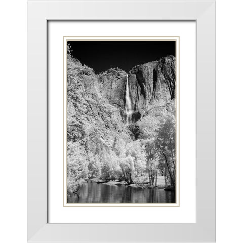 Infrared of Yosemite Falls-Yosemite National Park-California White Modern Wood Framed Art Print with Double Matting by Jones, Adam