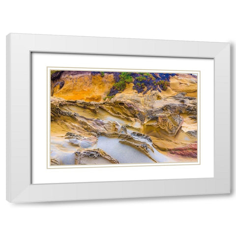 Rocky Formations at Bean Hollow Beach-California-USA White Modern Wood Framed Art Print with Double Matting by Miller, Anna