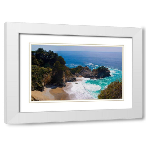 McWay Falls-Julia Pfeiffer Burns State Park-Big Sur-California-USA White Modern Wood Framed Art Print with Double Matting by Miller, Anna