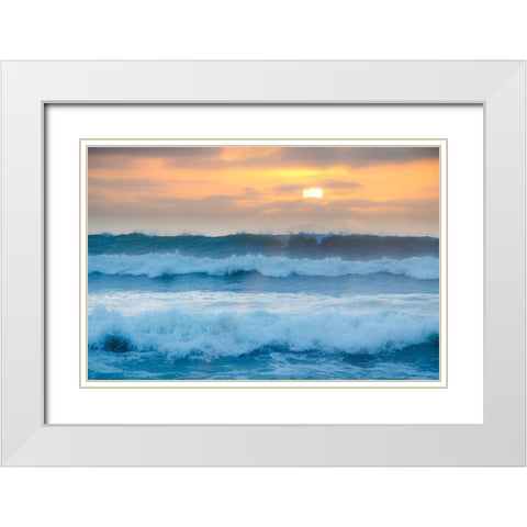 Rockaway Beach Sunset-Pacifica-California-USA White Modern Wood Framed Art Print with Double Matting by Miller, Anna