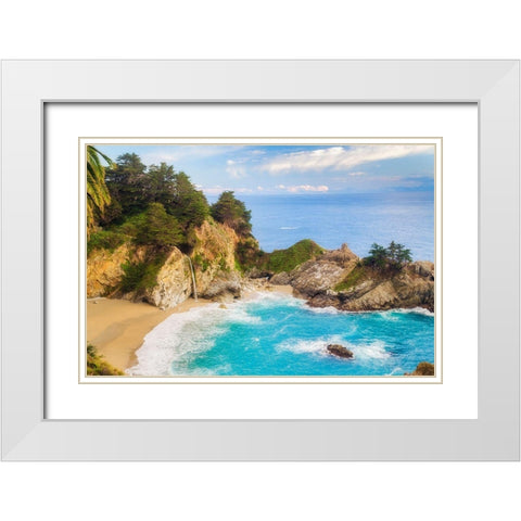 McWay Falls-Julia Pfeiffer Burns State Park-Big Sur-California-USA White Modern Wood Framed Art Print with Double Matting by Miller, Anna