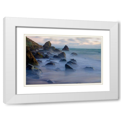 Muir Beach Dusk-Marin County-California-USA White Modern Wood Framed Art Print with Double Matting by Miller, Anna