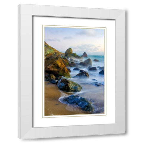 Muir Beach Dusk-Marin County-California-USA White Modern Wood Framed Art Print with Double Matting by Miller, Anna